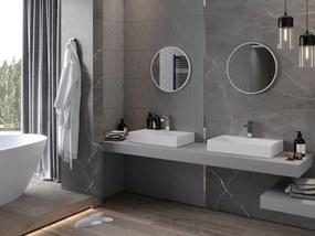 Mexen Loft oglindă de baie rotundă 50 cm, ramă albă - 9850-050-050-000-20