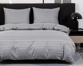 Lenjerie de pat hoteliera din microfibra JASMINE gri deschis - dunga 2 cm, buzunar hotelier Dimensiune lenjerie de pat: 70 x 90 cm | 140 x 200 cm