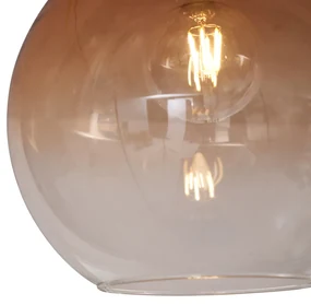Plafonieră Art Deco bronz închis cu sticlă maro - Sandra