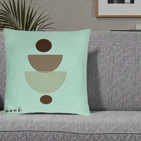 Perna Decorativa Geometric Boho Balance, 40x40 cm, Verde Menta, Husa Detasabila, Perna Inclusa, BEKZ®