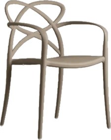 SET 4 SCAUNE CU BRATE INFINITY -POLIPROPILENA-HORECA - BEJ TAUPE