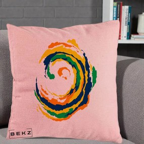 Perna Decorativa Vortex Abstract Colorat, 40x40 cm, Roz, Husa Detasabila, Perna Inclusa, BEKZ®