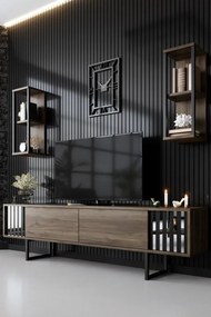 Set de mobilier pentru living Chrome, Nuc- Negru