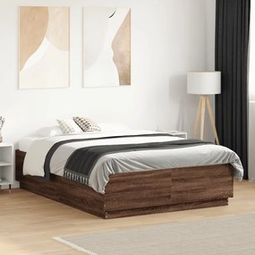 vidaXL Cadru de pat, stejar maro, 140x190 cm, lemn prelucrat