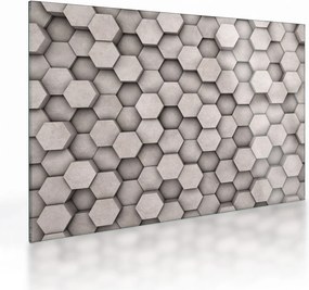 Tablou pe sticlă - Hexagoane design beton (70x50 cm)