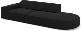 Canapea 3 locuri cotiera dreapta, Jodie, Micadoni Home, BL, forma rotunjita, 262x102x70 cm, poliester, negru