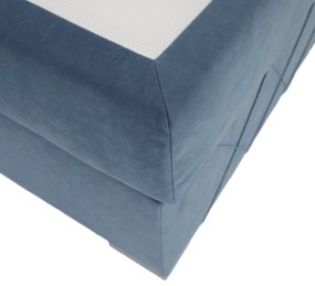 Pat boxspring, pat de o persoană, albastru, 90x200, stânga, PAXTON