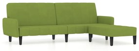 3080573 vidaXL Canapea extensibilă 2 locuri, cu taburet, verde deschis catifea