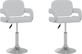 vidaXL Scaune de bucătărie pivotante, 2 buc., alb, piele artificială