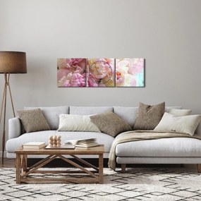 Tablou - Bujori (cu ceas) (90x30 cm)