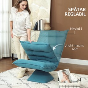 HOMCOM Fotoliu de Podea Relaxant Rotativ 360° cu Spătar Reglabil în 5 Poziții, 62x70x95 cm, Gri | Aosom Romania