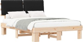 vidaXL Cadru de pat cu tăblie tapițată cu headboard Negru 140 x 200 cm