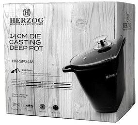 Oala Marmorata cu capac Inalta 24 cm Herzog HR-SP24M