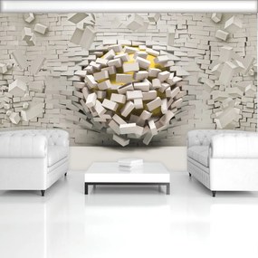 Fototapet - 3D perete cu minge (254x184 cm)