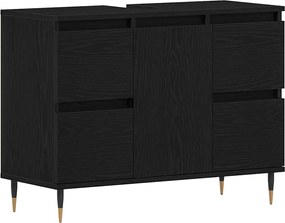 vidaXL Dulap pentru Chiuveta de Baie Stejar Negru 80 x 33 x 60 cm