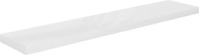 vidaXL Raft de perete suspendat, alb extralucios, 120x23,5x3,8 cm, MDF