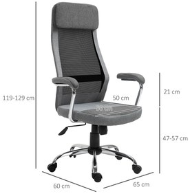 Scaun ergonomic Vinsetto, inaltime reglabila, 65x60x119-129cm | Aosom RO