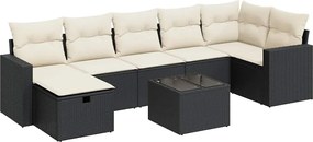 vidaXL Set mobilier de grădină cu perne, 8 piese, negru, poliratan