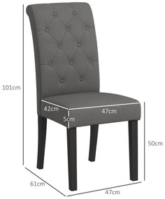 HOMCOM Lot de 2 scaune de Masă Scaun de Bucătărie Confortabil Picioare din Lemn Lin 47 x 61 x 101 cm gri închis | Aosom Romania