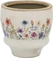 Ghiveci din ceramică cu flori de câmp, crem, H12,5/D14 cm, „Fleurville”