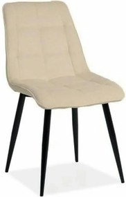 Scaun CHIC crem/negru, stofa/metal, 50x58x88 cm