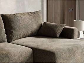 Colțar maro extensibil/cu spațiu de depozitare cu tapițerie din chenille (cu colț pe partea dreaptă/cu șezlong) Leon – Maison de Rêve