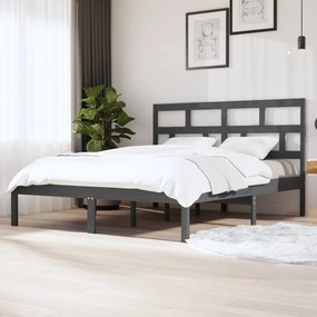3101230 vidaXL Cadru de pat, gri, 160x200 cm, lemn masiv de pin