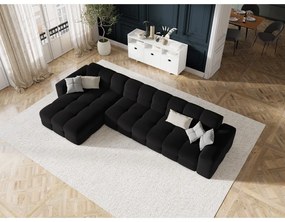 Colțar negru cu tapițerie din catifea (pe partea stângă) Kendal – Micadoni Home