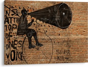 Tablou - Barbat cu biciclete stil Bansky (70x50 cm)