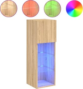 vidaXL Comodă TV cu lumini LED, stejar sonoma, 30,5x30x90 cm
