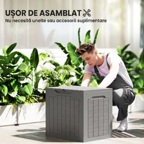 Outsunny Cufăr de Grădină cu Mânere, Container pentru Unelte Impermeabil, 56x41x50 cm, Bej Deschis | Aosom Romania