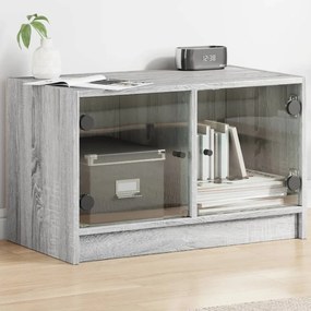vidaXL Comodă TV cu uși din sticlă, gri sonoma, 68x37x42 cm