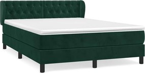 vidaXL Pat box spring cu saltea, verde închis, 140x200 cm, catifea