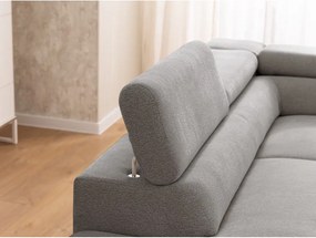 Colțar gri deschis cu tapițerie din chenille (cu colț pe partea stângă/în formă de ”L”) Marbeya – Ropez