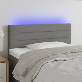 3121735 vidaXL Tăblie de pat cu LED, gri închis, 90x5x78/88 cm, textil