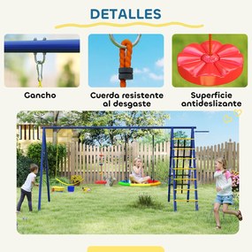 AIYAPLAY Set de Leagăne 6 în 1 pentru Copii cu Cuib Scară Plasă pentru Cățărat Coș 350x183x200 cm Multicolor | Aosom Romania