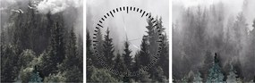Tablou - Pădure cu elemente ilustrate (cu ceas) (90x30 cm)