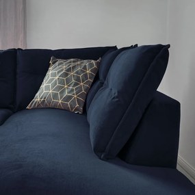 Colțar extensibil din catifea cu șezlong pe partea dreaptă Miuform Stylish Stan L, albastru deschis