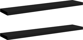 vidaXL Rafturi de perete suspendate 2 buc., negru 120x23,5x3,8 cm, MDF