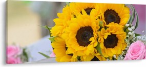 Tablou cu buchetul miresii de floarea soarelui (120x50 cm)