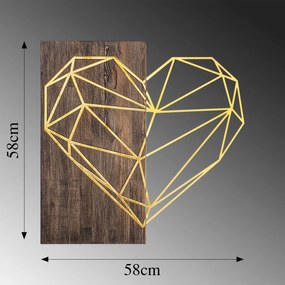 Accesoriu decorativ de perete din lemn Heart auriu