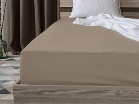 Cearsaf din bumbac cu elastic STANDARD 90 x 200 cm maro