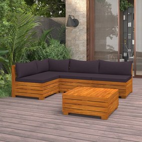 3087328 vidaXL Set mobilier de grădină cu perne, 5 piese, lemn masiv acacia