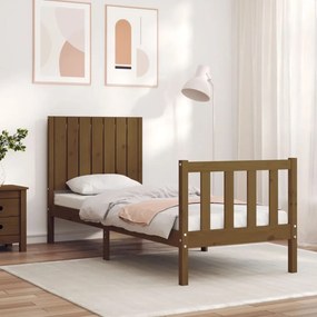 3192909 vidaXL Cadru de pat cu tăblie maro miere 2FT6 Small Single lemn masiv