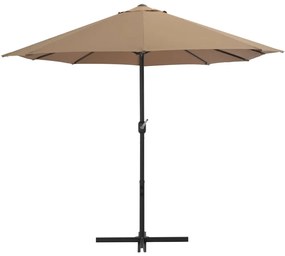 Umbrelă soare exterior cu stâlp aluminiu gri taupe 460x270 cm