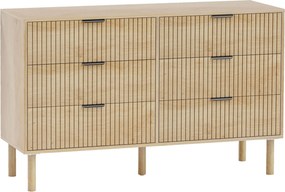 HOMCOM Comodă cu 6 Sertare din Lemn pentru Dormitor și Hol, Stil Nordic, 120 x 39,5 x 75 cm, Stejar | Aosom Romania