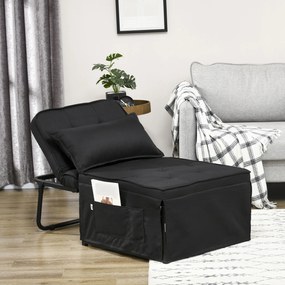 HOMCOM Fotoliu extensibil 4 în 1 cu spătar reglabil în 5 poziții, cu pernă 180 x 64 x 40 cm negru | Aosom Romania