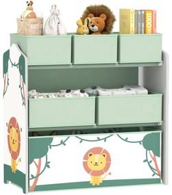 AIYAPLAY Mobilier de depozitare pentru copii cu 3 niveluri, etajeră pentru jucării cu 6 cutii textile detașabile, verde | Aosom Romania