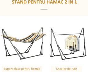 Outsunny Supporto con Amaca Autoportante Pieghevole in Cotone e Acciaio | Aosom Romania