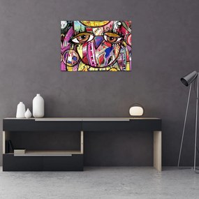 Tablou pe sticlă - Artă stradală - bufniță (70x50 cm)